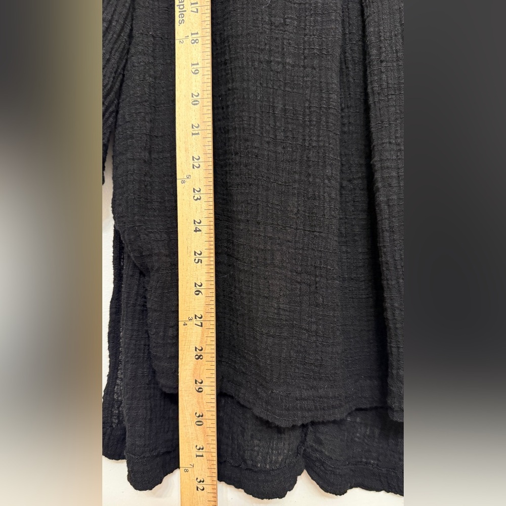 M. Rena Black Crinkle Gauze Boho Tunic Top L Made in USA Lagenlook - Picture 5 of 8